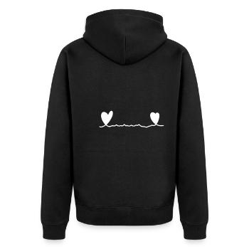 Two Hearts Heart Line Shape - Unisex Premium Organic Zip Hoodie - black - Back - Nico (187cm)