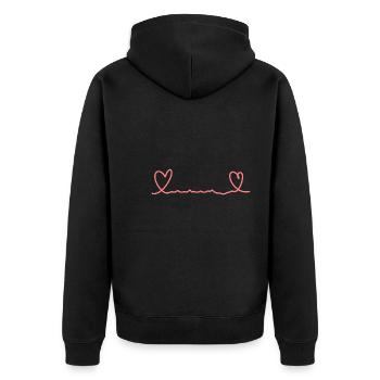 Ligne de cœur à deux cœurs rose - Veste à capuche bio Premium Unisexe - noir - Dos - Nico (187cm)