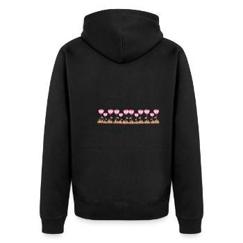 pink flowers rose line grass - Unisex Premium Organic Zip Hoodie - black - Back - Nico (187cm)