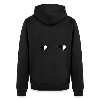 Heart Two Hearts Symbol Two Parts Love Pattern - Unisex Premium Organic Zip Hoodie - black - Back - Nico (187cm)