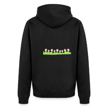 Grass Line Symbol Shape Flowers Flower - Unisex Premium Organic Zip Hoodie - black - Back - Nico (187cm)