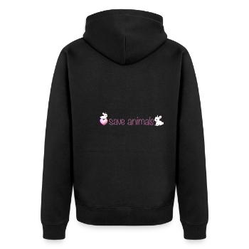 rette tiere symbol herz tierschutz hasen - Unisex Premium Bio Zip Hoodie - Schwarz - Hinten - Nico (187cm)