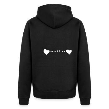 zwei herzen herz liebe kreis form - Unisex Premium Bio Zip Hoodie - Schwarz - Hinten - Nico (187cm)