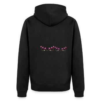 pinke rosen rose blume symbol pflanze - Unisex Premium Bio Zip Hoodie - Schwarz - Hinten - Nico (187cm)