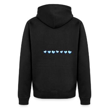 herzen symbol herz linie blau - Unisex Premium Bio Zip Hoodie - Schwarz - Hinten - Nico (187cm)