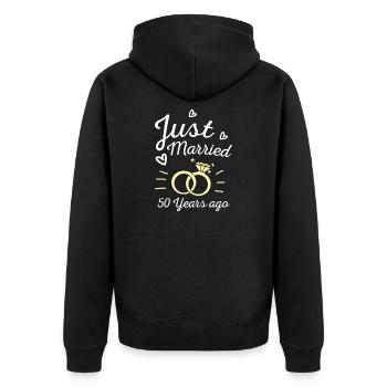 Wedding Anniversary Just Married 50 Years Ago Gift - Unisex Premium Organic Zip Hoodie - black - Back - Nico (187cm)