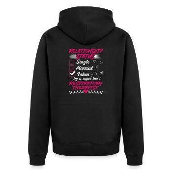 Lustig Seine und ihre Geschenkidee Atemtherapeutin - Unisex Premium Bio Zip Hoodie - Schwarz - Hinten - Nico (187cm)