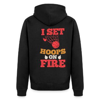 cooler Basketball Spruch Spieler Geschenk - Unisex Premium Bio Zip Hoodie - Schwarz - Hinten - Nico (187cm)