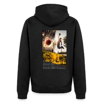 Basketball Basketballspieler Dunking Sport Spieler - Unisex Premium Bio Zip Hoodie - Schwarz - Hinten - Nico (187cm)