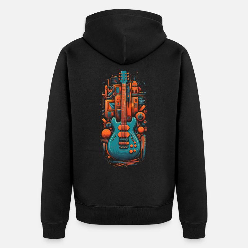 Guitare de base rétro - Veste à capuche bio Premium Unisexe - noir