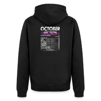 October Libra Girl Facts - Unisex Premium Organic Zip Hoodie - black - Back - Nico (187cm)