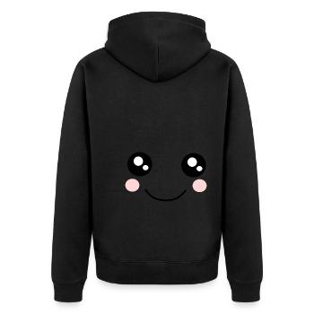 Kawaii, yeux, visage - Veste à capuche bio Premium Unisexe - noir - Dos - Nico (187cm)
