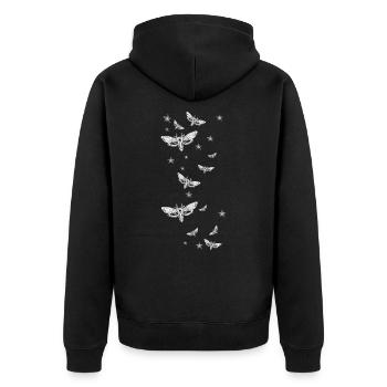 Moth, Gothic, Star,Pentagon,Dark,Symbols - Unisex Premium Organic Zip Hoodie - black - Back - Nico (187cm)