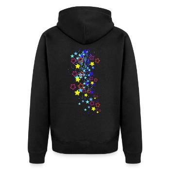 sterne, zeichnung, illustration,blau,stern,bunt - Unisex Premium Bio Zip Hoodie - Schwarz - Hinten - Nico (187cm)