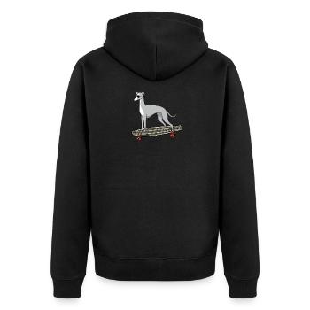 Greyhound Windhund Longboard skaten Sonnenbrille - Unisex Premium Bio Zip Hoodie - Schwarz - Hinten - Nico (187cm)