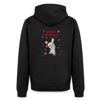 Hase fröhliche Weihnachten Winter Tiere Hasen - Unisex Premium Bio Zip Hoodie - Schwarz - Hinten - Nico (187cm)