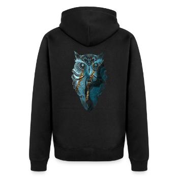 HIBOU MANDALA UHU - Veste à capuche bio Premium Unisexe - noir - Dos - Nico (187cm)