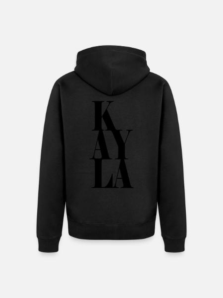 Kayla Efternavn Fornavn Moderne skrifttype Word Art - Premium økologisk unisex-hættejakke - sort