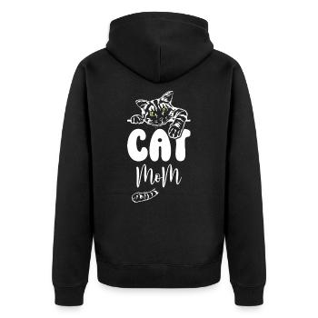 Cat Mom - Unisex Premium Bio Zip Hoodie - Schwarz - Hinten - Nico (187cm)
