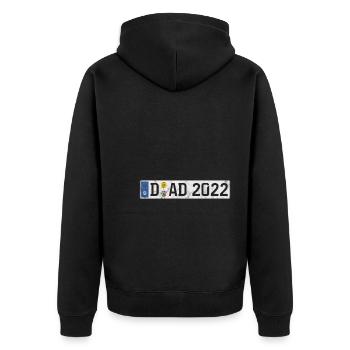 DAD 2022 Auto Kennzeichen Düsseldorf Vater Papa - Unisex Premium Bio Zip Hoodie - Schwarz - Hinten - Nico (187cm)