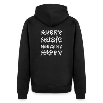 Angry Music Makes Me Happy Metal Music Metalhead - Unisex Premium Bio Zip Hoodie - Schwarz - Hinten - Nico (187cm)