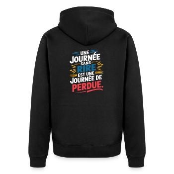 Une journée sans rire est une journée de perdue - Veste à capuche bio Premium Unisexe - noir - Dos - Nico (187cm)