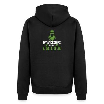 Ancêtre My Ancestors were Irish - Idée cadeau - Veste à capuche bio Premium Unisexe - noir - Dos - Nico (187cm)