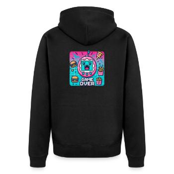 Pixel console, retro and snacks - Unisex Premium Organic Zip Hoodie - black - Back - Nico (187cm)