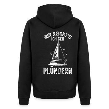 Wikinger Mir Reichts Ich Geh Plündern Geschenk See - Unisex Premium Bio Zip Hoodie - Schwarz - Hinten - Nico (187cm)