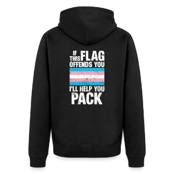 trans tif diese Flagge beleidigt dich Ich helfe dir beim Packen - Unisex Premium Bio Zip Hoodie - Schwarz - Hinten - Nico (187cm)