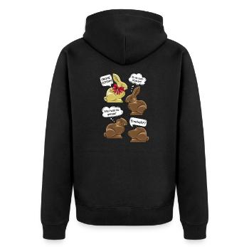Lustige Osterhasen Ostern Illustration Cartoon - Unisex Premium Bio Zip Hoodie - Schwarz - Hinten - Nico (187cm)
