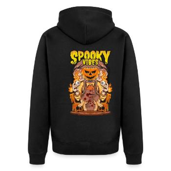 Halloween Pumpkin Horror - Unisex Premium Organic Zip Hoodie - black - Back - Nico (187cm)