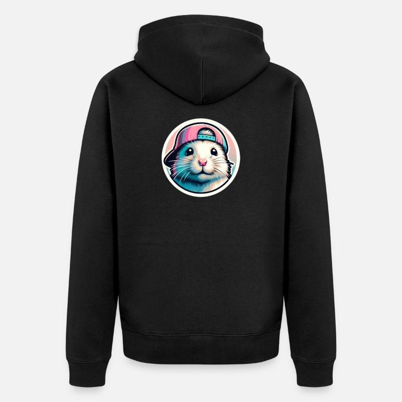 Hamster avec bonnet en pastel - Veste à capuche bio Premium Unisexe - noir
