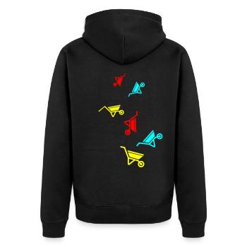 Wheelbarrow symbol - Unisex Premium Organic Zip Hoodie - black - Back - Nico (187cm)