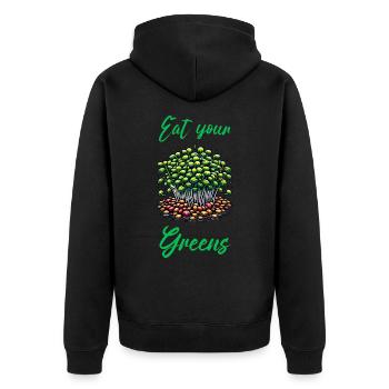 Eat Your Greens Farmer Gardener Microgreen Grower - Unisex Premium Bio Zip Hoodie - Schwarz - Hinten - Nico (187cm)