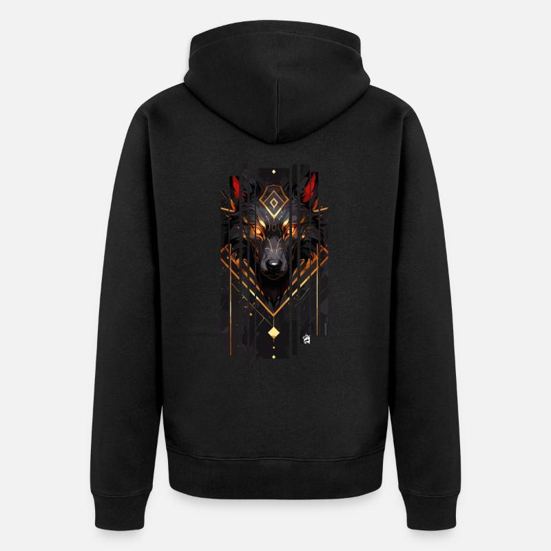 Cyborg loup doré - Veste à capuche bio Premium Unisexe - noir
