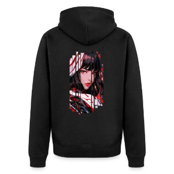 Cyborg Woman white kanji - Unisex Premium Organic Zip Hoodie - black - Back - Nico (187cm)