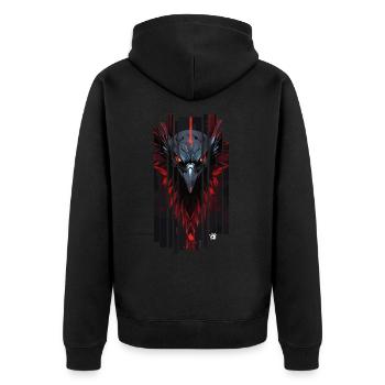 Cyborg corbeau kanji rouge - Veste à capuche bio Premium Unisexe - noir - Dos - Nico (187cm)