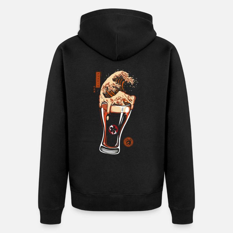 Great Wave Glass Beer - Veste à capuche bio Premium Unisexe - noir