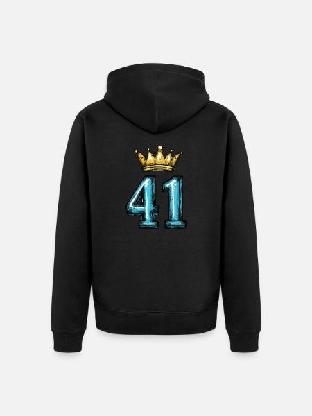 41 Zahl Krone - Unisex Premium Bio Zip Hoodie - Schwarz