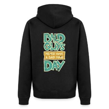 Bald guys never have a bad hair day. - Unisex Premium Organic Zip Hoodie - black - Back - Nico (187cm)