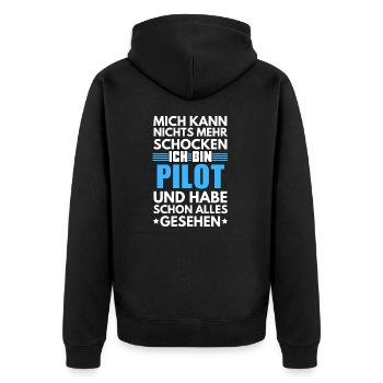 Nicht schockbarer Pilot - Unisex Premium Bio Zip Hoodie - Schwarz - Hinten - Nico (187cm)