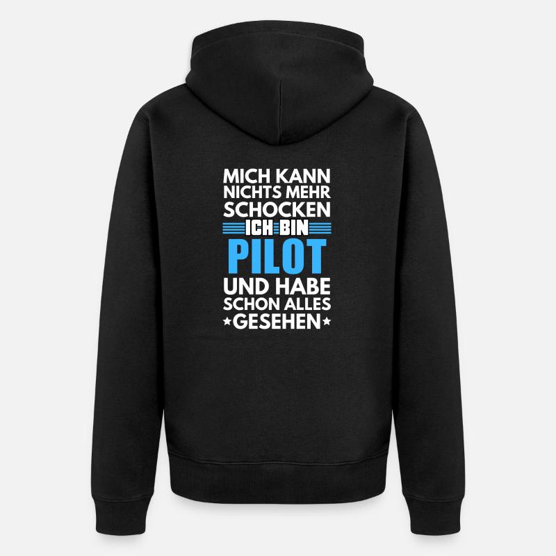 Nicht schockbarer Pilot - Unisex Premium Bio Zip Hoodie - Schwarz