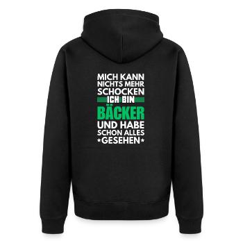 Non-shockable baker - Unisex Premium Organic Zip Hoodie - black - Back - Nico (187cm)