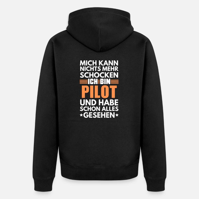 Nicht schockbarer Pilot - Unisex Premium Bio Zip Hoodie - Schwarz