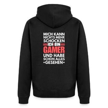 Unshockable gamer - Unisex Premium Organic Zip Hoodie - black - Back - Nico (187cm)