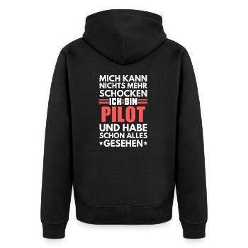 Unshockable pilot - Unisex Premium Organic Zip Hoodie - black - Back - Nico (187cm)