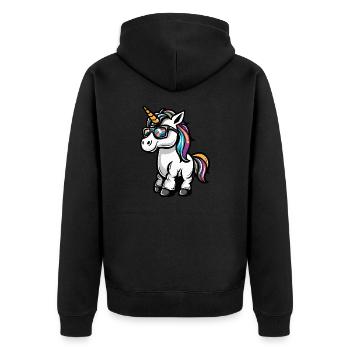 Licorne Bande dessinée cool - Veste à capuche bio Premium Unisexe - noir - Dos - Nico (187cm)
