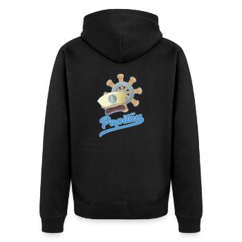 PAPITÄN MAMITÄN KAPITÄN PAPI MAMI PIRAT AHOY MOTIV - Unisex Premium Bio Zip Hoodie - Schwarz - Hinten - Nico (187cm)