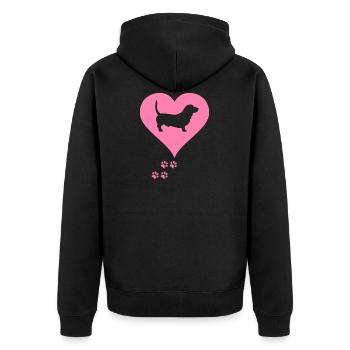 dachshund - Unisex Premium Organic Zip Hoodie - black - Back - Nico (187cm)